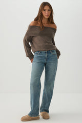 MODERAKNIT⢠Off Shoulder Foldover Sweater