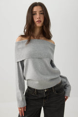 MODERAKNIT⢠Off Shoulder Foldover Sweater