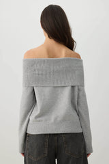 MODERAKNIT⢠Off Shoulder Foldover Sweater