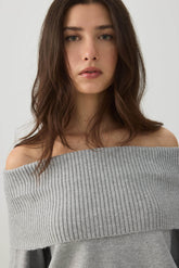MODERAKNIT⢠Off Shoulder Foldover Sweater