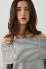 MODERAKNIT⢠Off Shoulder Foldover Sweater