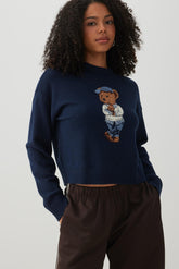 Bear Jacquard Crew Neck Sweater