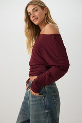 Off Shoulder Cropped Knit Top