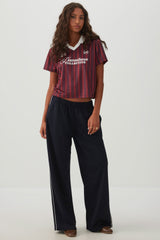 Striped Mesh Polo Top