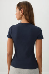 Rib Crew Neck T-Shirt