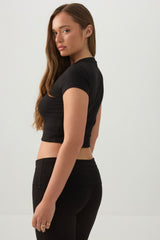 Rib Crew Neck Crop T-Shirt