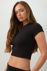 Rib Crew Neck Crop T-Shirt