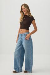 Rib Crew Neck Crop T-Shirt
