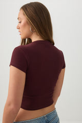 Rib Crew Neck Crop T-Shirt