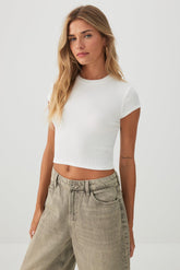 Rib Crew Neck Crop T-Shirt