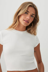 Rib Crew Neck Crop T-Shirt