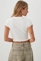 Rib Crew Neck Crop T-Shirt