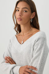 Cropped Wide V Neck Sweater