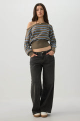 Striped Off Shoulder Sweater
