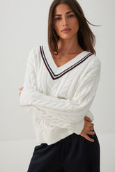 Cable Knit V-Neck Sweater