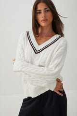 Cable Knit V-Neck Sweater