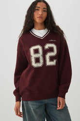 MADESOFT⢠Fleece V-Neck Graphic Sweatshirt