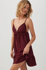 Flowy Ribbon and Lace Trim Mini Dress