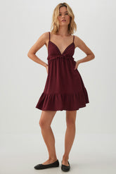 Flowy Ribbon and Lace Trim Mini Dress
