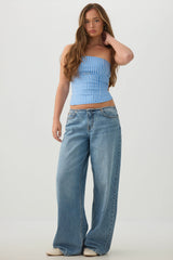 Striped Metal Trim Tube Top