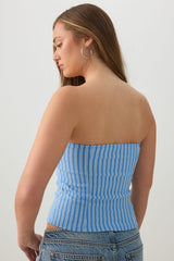Striped Metal Trim Tube Top