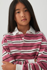 Striped Long Sleeve Polo Top