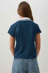 Contrast Collar Jersey Top