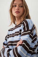 Striped Crop Crew Neck Sweater