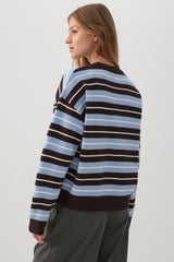 Striped Crop Crew Neck Sweater