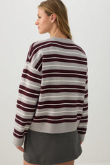 Striped Crop Crew Neck Sweater