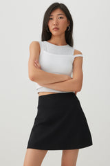 Knit Mini Skirt with Built-In Shorts
