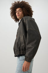 Contrast Stitch Faux Leather Jacket