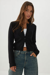 Button-Front Knit Cardigan