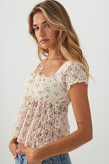 Floral Lace Peasant Top