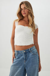 Lace Sweetheart Crop Top