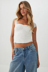 Lace Sweetheart Crop Top