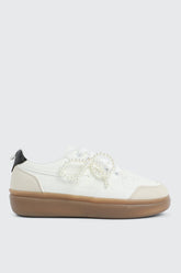 Court Sneakers with Pearl Bow Detail