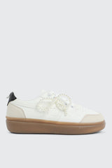 Court Sneakers with Pearl Bow Detail