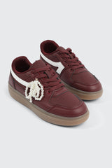 Court Sneakers with Pearl Bow Detail