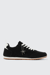 Faux Suede Lace Up Sneakers with Charm