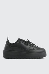 Thick Sole Court Sneakers with Double Lace Detail