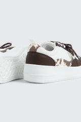 Thick Sole Court Sneakers with Double Lace Detail