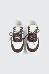 Thick Sole Court Sneakers with Double Lace Detail