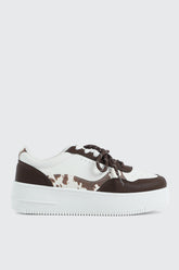 Thick Sole Court Sneakers with Double Lace Detail