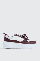 Thick Sole Court Sneakers with Double Lace Detail