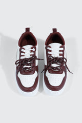 Thick Sole Court Sneakers with Double Lace Detail