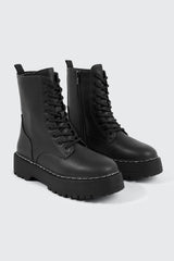 Chunky Lace Up Ankle Boots