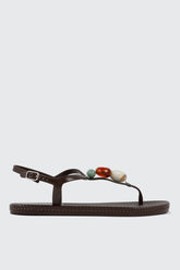 Jelly T-Strap Sandals with Beads