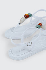 Jelly T-Strap Sandals with Beads