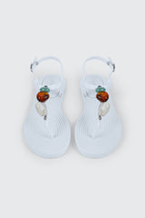 Jelly T-Strap Sandals with Beads
